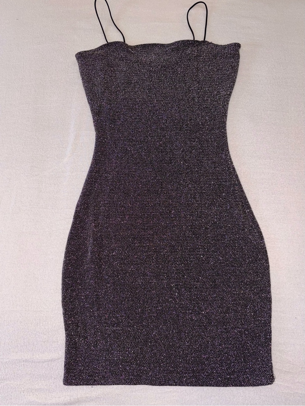 Love Tree Metallic Slip Mini Dress in Charcoal Sparkle